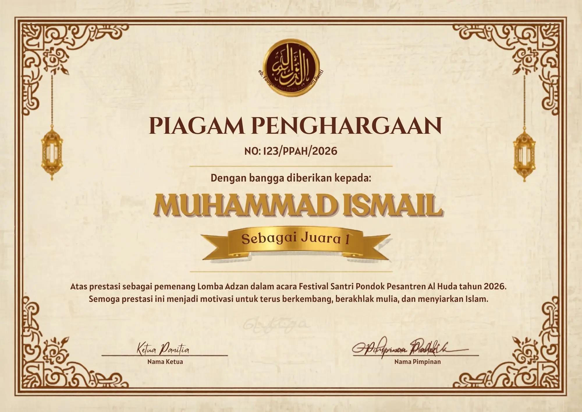 Desain sertifikat dan piagam